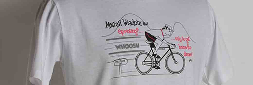 PRINTED T-SHIRTS FOR CHIC MAMIL CYCLING AND MIDDLE AGED MAN IN LYCRA